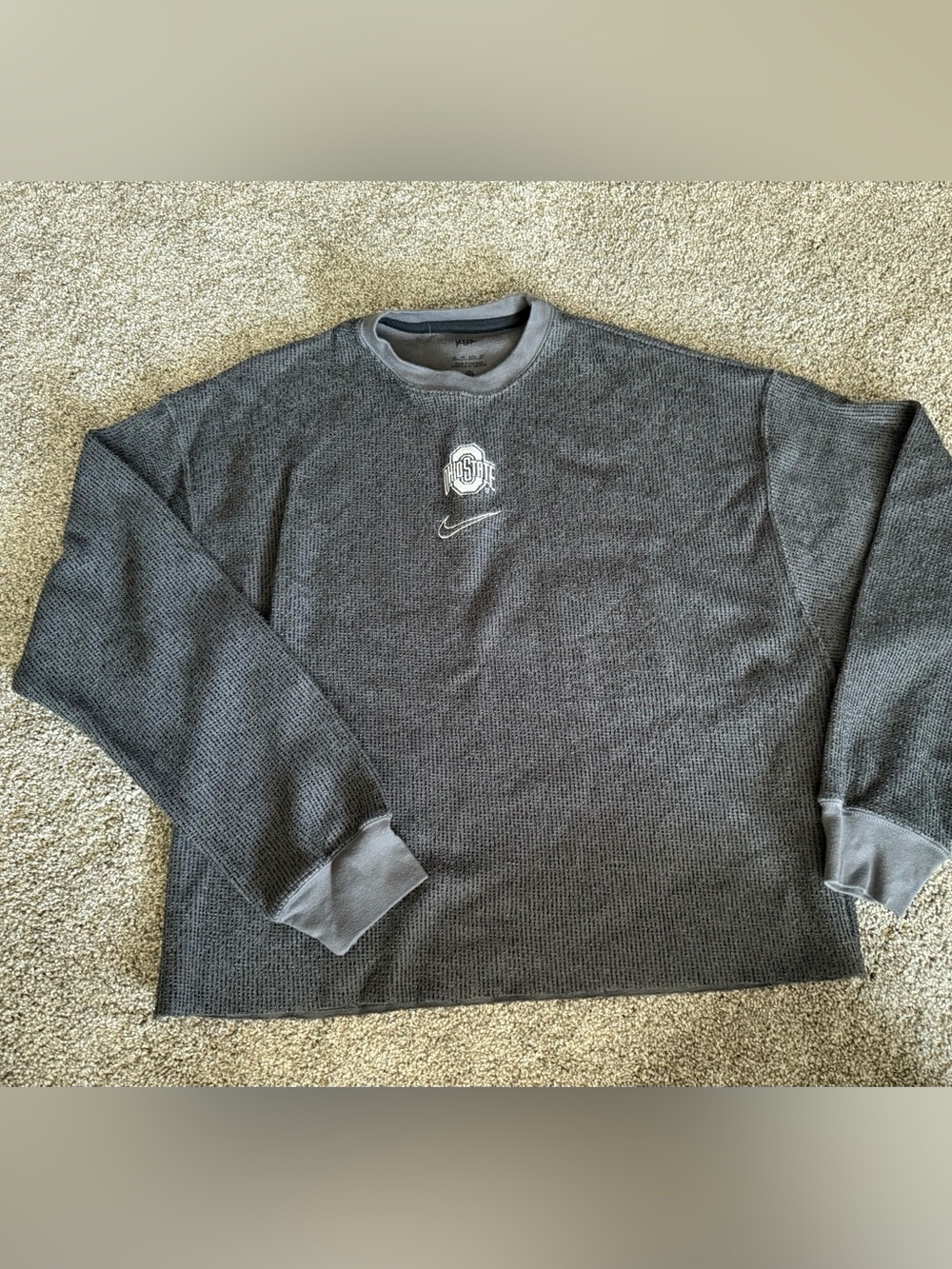 Nike Ohio State Gray Waffle Knit Cropped Crewneck Sweatshirt- size xsmall